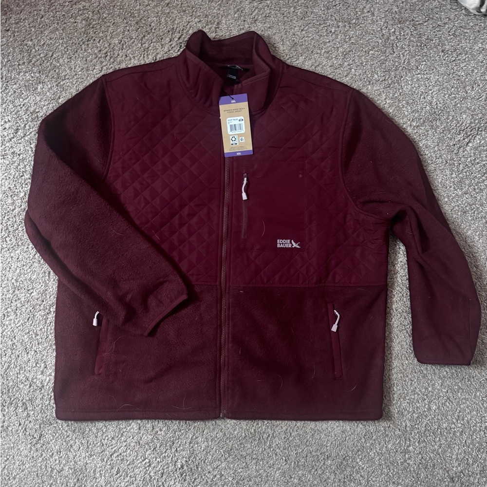 *XXL* Original Eddie Bauer Burgundy Fleece ZipUp w/ Zipper Pockets